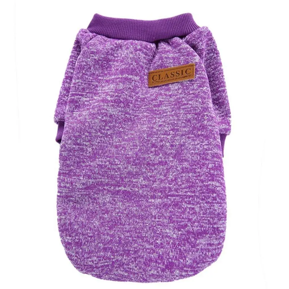 purple Теплый свитер для кошек, одежда для собак на осень и зиму, одежда для маленьких собак, кошек, чихуахуа, мопса, йоркширского котенка, одежда для кошек, пальто, костюм - Цвет: purple