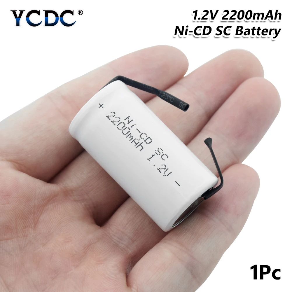 YCDC Sub C SC Ni-Cd Li-Po аккумулятор 1,2 в 2200 мАч перезаряжаемые высокоразрядные литиевые литий-полимерные батареи со сварочными вкладками - Цвет: 1 PCS