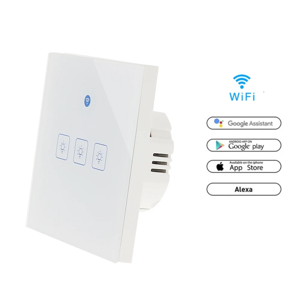 Умный выключатель zigbee Wi-Fi 3 way сенсорный выключатель ЕС Wi-Fi и РЧ 86 Тип Смарт настенный сенсорный светильник переключатель умный дом пульт дистанционного управления Управление