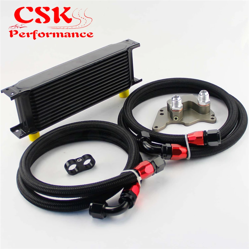 13 Row 248mm AN10 British Oil Cooler Kit Fits For BMW Mini Cooper R56 Supercharger Black/Silver |