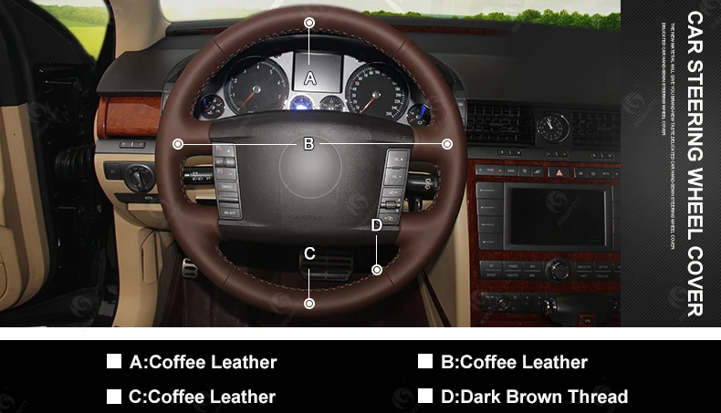 MEWANT кофе натуральная кожа чехол рулевого колеса автомобиля для Volkswagen VW Phaeton 2004-2010 аксессуары для интерьера запчасти