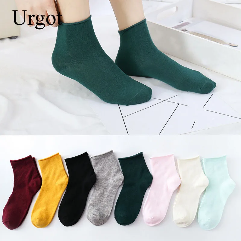 Urgot 10 пар/лот, женские носки, модные однотонные носки ярких цветов, простые весенне-осенние зимние женские хлопковые носки, Meias