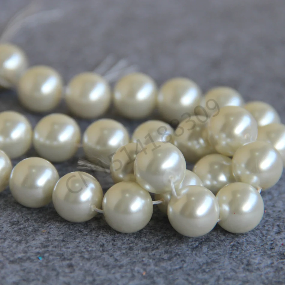 

Trend Simulated-pearl Round Shape 14mm White Shell pearl beads Seashell DIY loose beads Jewelry making 15inch