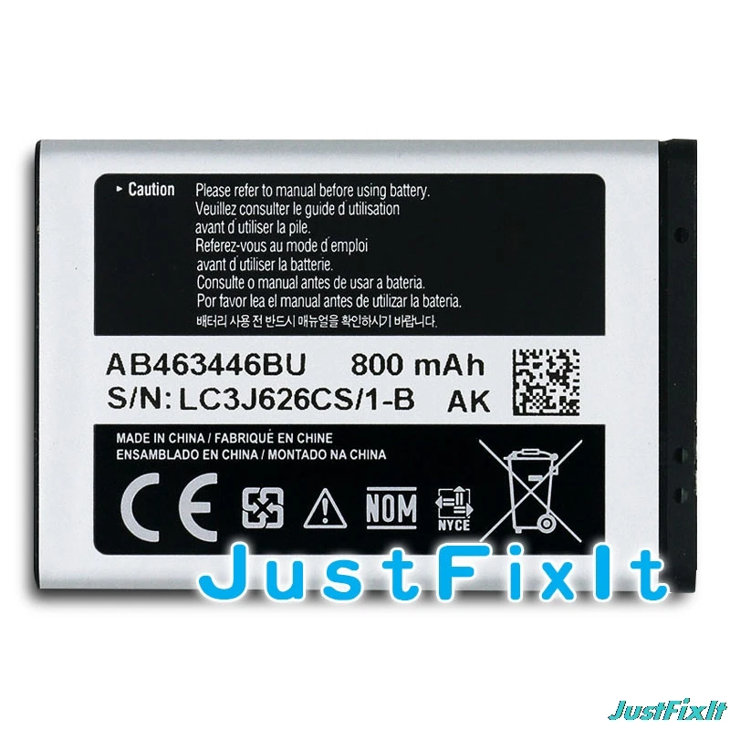 AB463446BU 100% оригинальная замена Батарея для samsung C3300K X208 B189 B309 F299 E908 B289 E428 телефон 800 мА