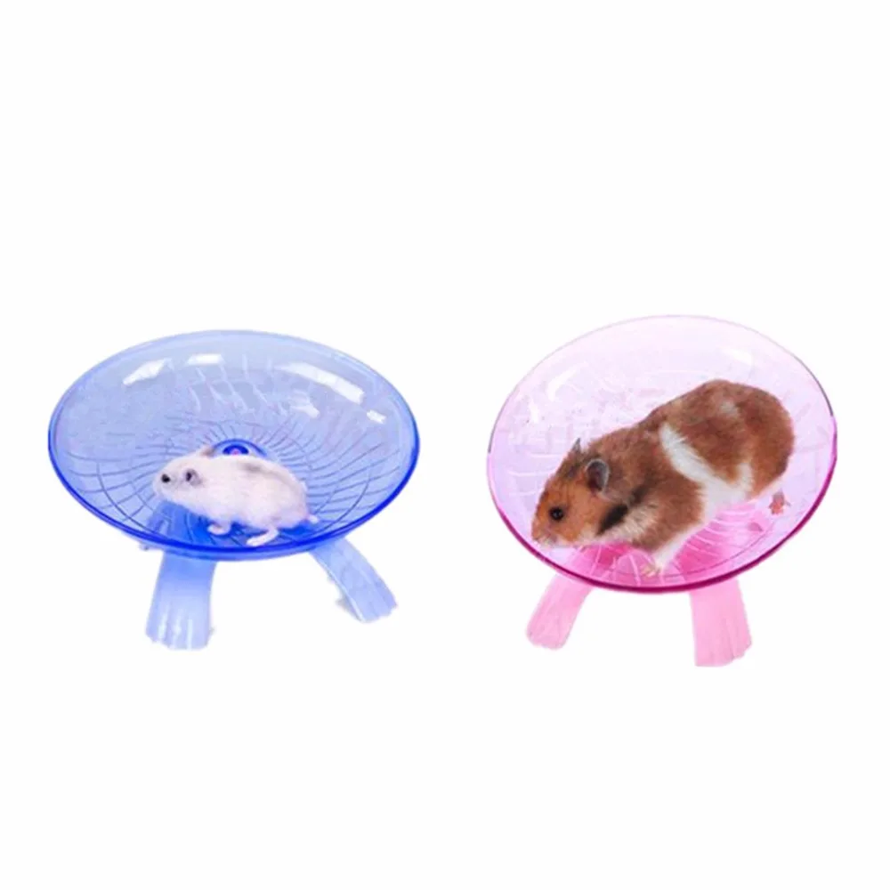 Blue Pink Plastic Small Pet Toy Funny Hamster Mouse Running Disc Flying Saucer Exercise Wheel Animal Jogging Plate Toys | Дом и сад