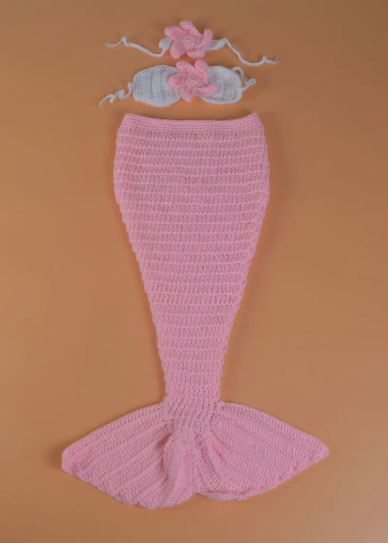 

Crochet Mermaid Infant BABY Photography Props Knitted Mermaid Princess Girl Photo Props Crochet Clothing Set for Girl MZS-16055