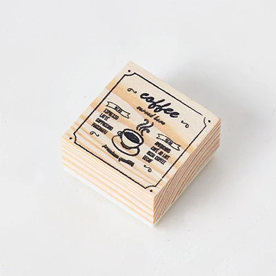 F 4x4cm XINAHER винтажный кофе магазин Деревянный штамп DIY Ремесло Деревянные и резиновые штампы для скрапбукинга канцелярские товары Скрапбукинг Стандартный штамп - Цвет: F 4x4cm