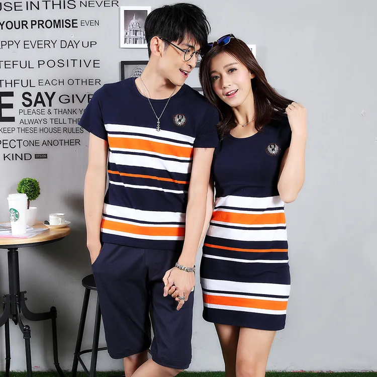 Южная Корея мать и Дети Лето Хлопок полосой мозаика дочка Семейные футболки|family