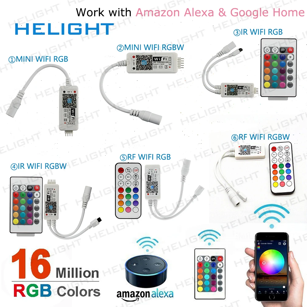 DC12 24V WIFI RGB/RGBW контроллер музыкальной полосы от Alexa Google Home Phone APP Syc для