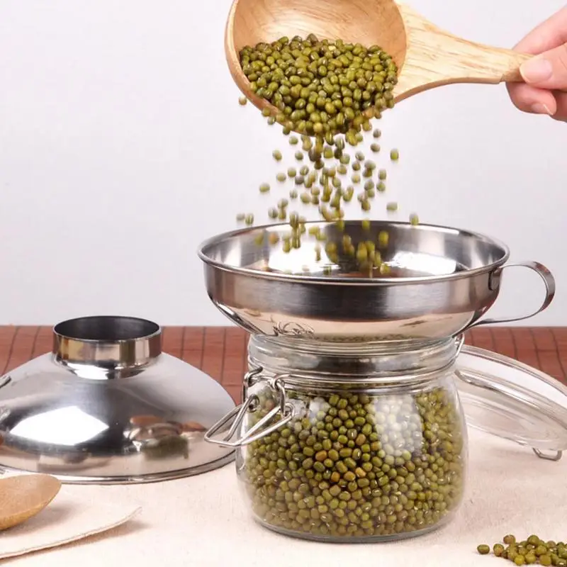 Широкий рот Jar бункера Нержавеющая сталь может воронки для Еда порошок бобы Picles