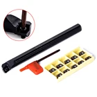 1 шт., держатель токарного инструмента с хвостовиком 16 мм для сверления, 10 шт., стальные вставки CCMT09T3 + гаечный ключ T15