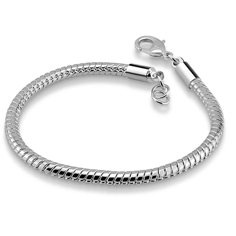 

Wholesale accessories solids 925 Sterling silver men bracelet 4mm 20cm snake chain bracelet gifts for men simple silver Jewelry