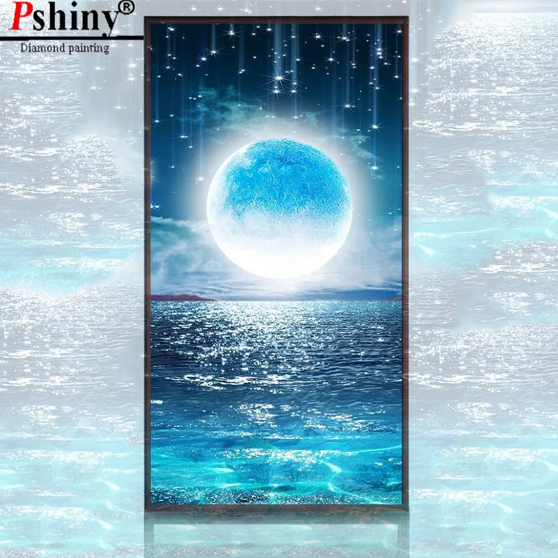 PSHINY DIY Алмазная вышивка продажа морская Луна звездное небо пейзаж картины из