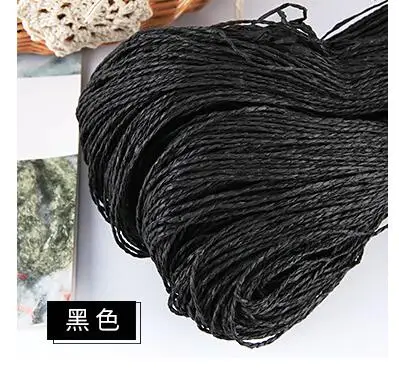 black 500 г/лот, летняя шляпа, пряжа для вязания, соломенная пряжа из рафии, пряжа для вязания крючком, пряжа для шляп ручной работы, корзины ручной работы - Цвет: black