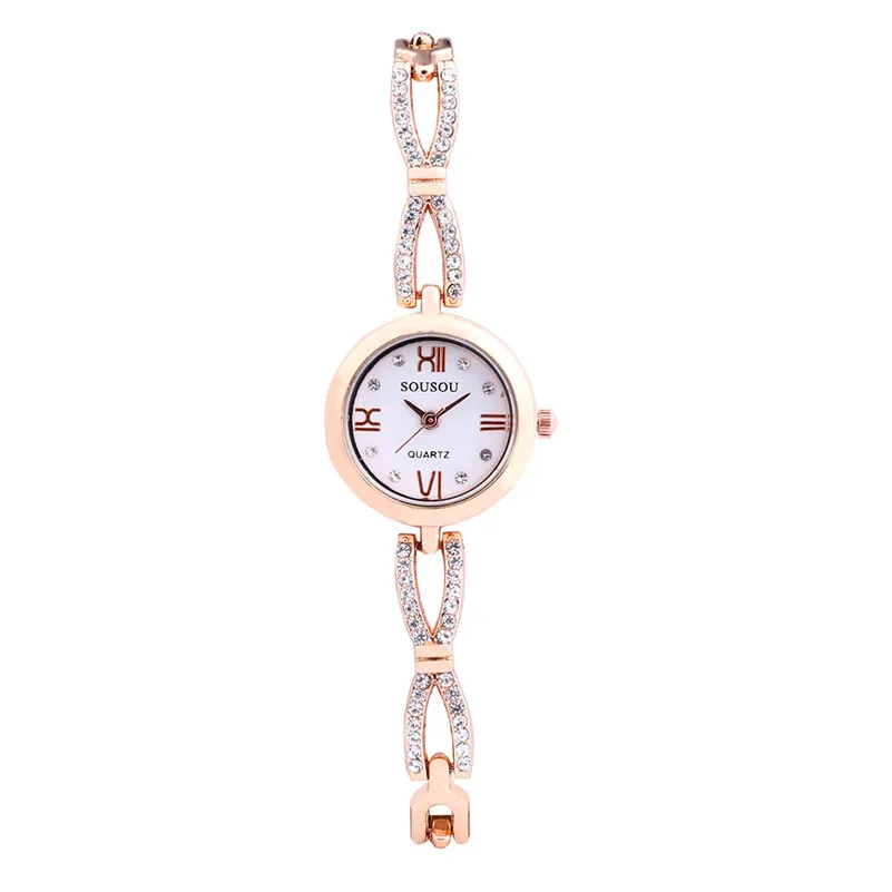 

Fashion Crystal Women Bracelet Watches Rhinestone Rose Gold Stainless Steel Watch Modern Luxury Female Gift Relogio Feminino /C