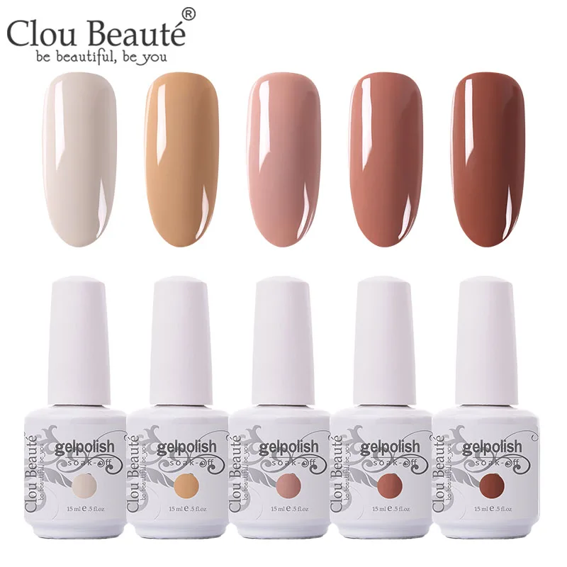 Clou Beaute 5 шт./лот УФ гель лак для ногтей Набор для маникюра геллак Полупостоянный гибридный дизайн ногтей УФ-гель для ногтей - Цвет: 5pcs-15ml-ZH12