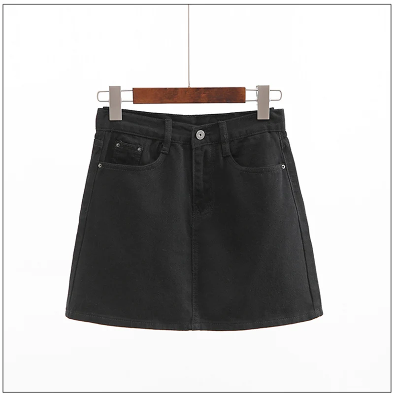 Fashion simple denim skirt 2019 women's summer new Korean version high waist large size XS-3XL Slim A short Female w81 | Женская