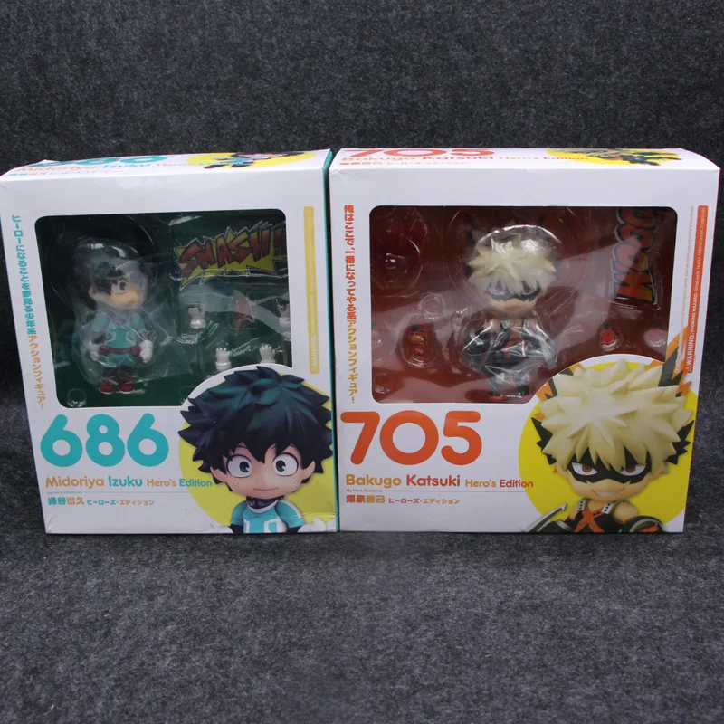 Аниме Мой герой Академии Nendoroid 705 bakugou katsuki и 686 MIDORIYA IZUKU ПВХ Действие fiugre Коллекция
