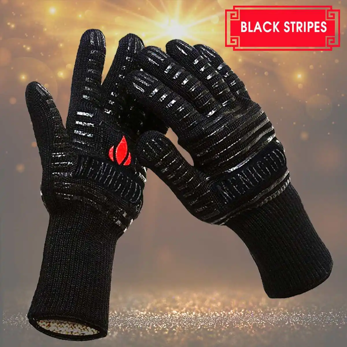 black stripes 4 цвета силиконовые экстремальные термостойкие высокотемпературные Цельсия огнестойкие перчатки для микроволновой печи барбекю перчатка для готовки на гриле - Цвет: black stripes