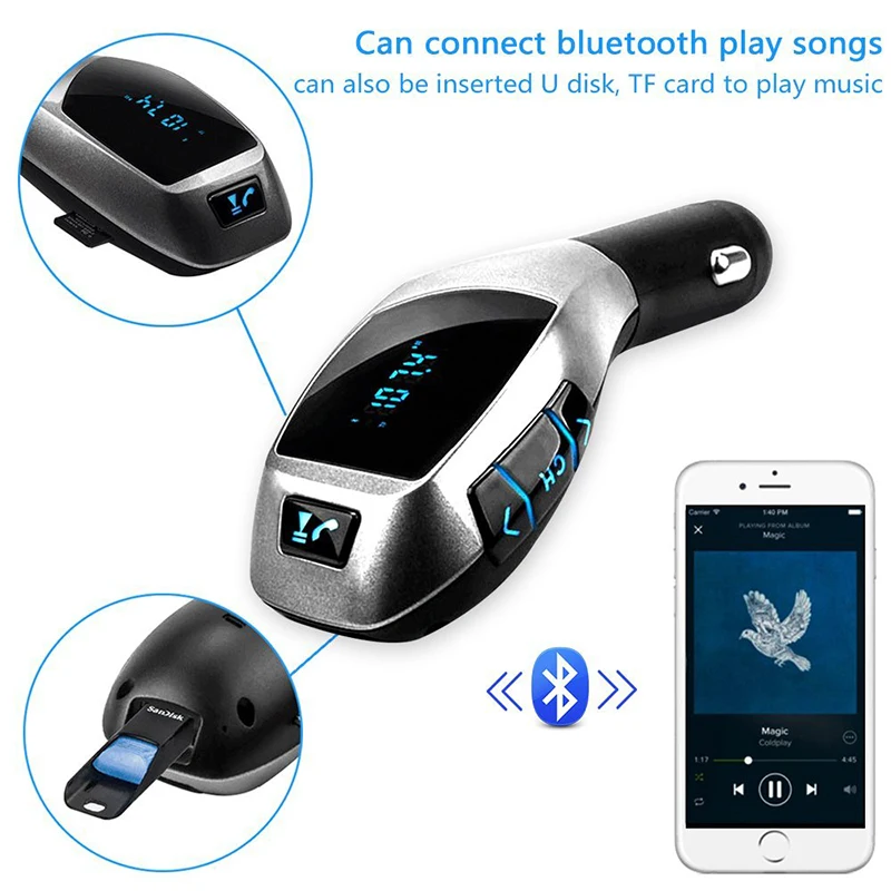FDOMAIN Car Kit TF card USB flash disk MP3 Player Wireless Bluetooth hands free FM Transmitter Radio Adapter Auto voltage test | Автомобили