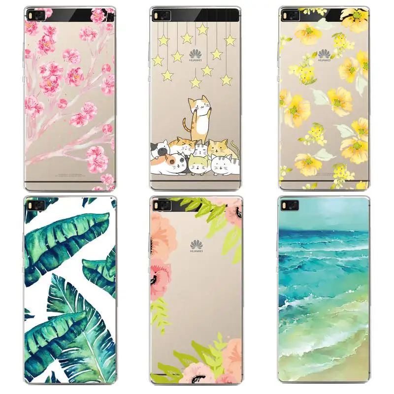 Sea Soft Clear TPU Phone Case For huawei P10plus P8 P9lite honor 3c 4c 6a 7 8 9 5c Coque Printed Flora Shell Cover Free Shipping | Мобильные