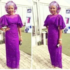 Фиолетовые африканские вечерние платья, длинное вечернее платье в африканском стиле для женщин, расширяющееся книзу платье с коротким рукавом, нигерийское Африканское вечернее платье