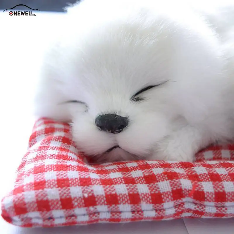 

2018 New Car Decorations Plush Toys Lovely Simulation Animal Doll Plush Sleeping Dogs Toy with Sound