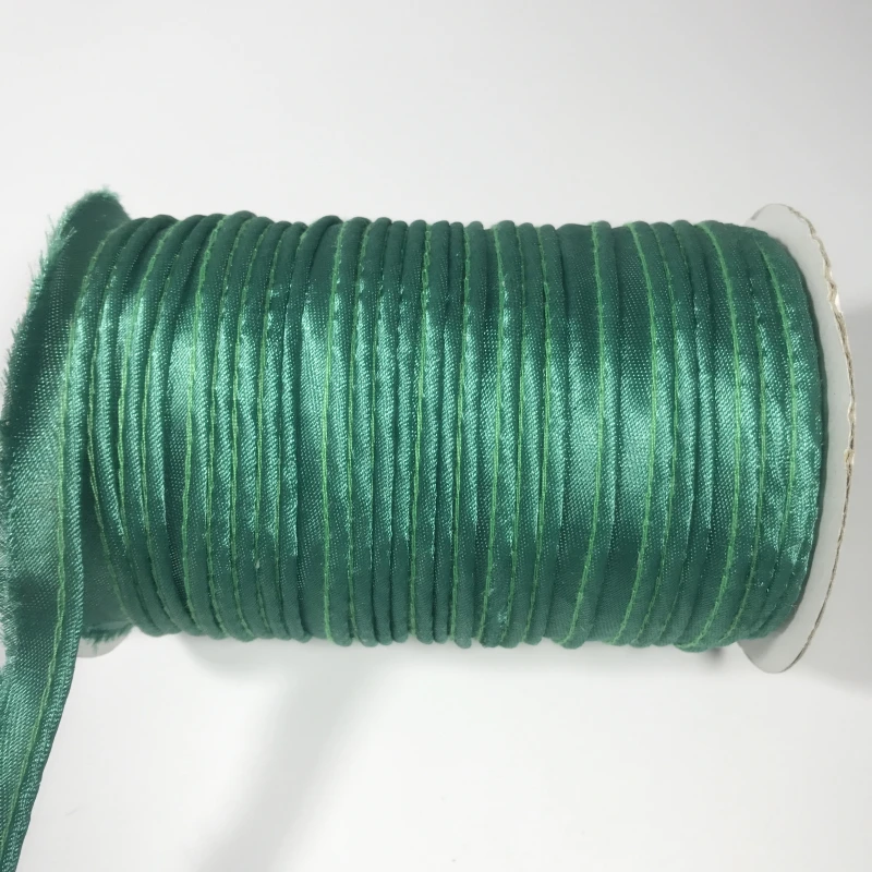 Полиэфирная атласная косая лента, косая лента со шнуром, DIY косая лента, размер: 10 мм-12 мм, 25 ярдов Зеленый, розовый цвет