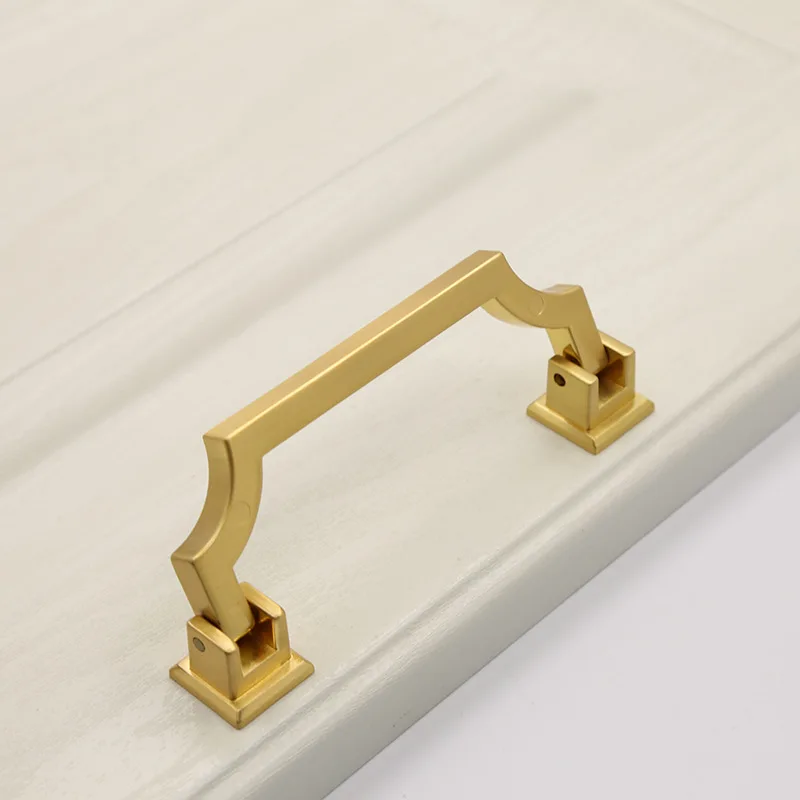 JD New Chinese Zinc Alloy Door Wardrobe Brushed Brass Door Handle Gold Cabinet Drawer Door Handle Furniture Handle Hardware