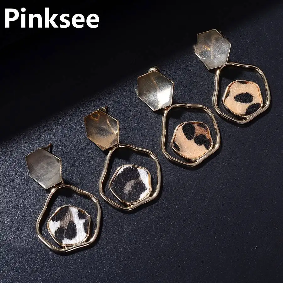 New 2019 Vintage Leopard Earrings Jewelry Gold Alloy Irregular graphic Sequin Statement for Women Bijoux | Украшения и аксессуары