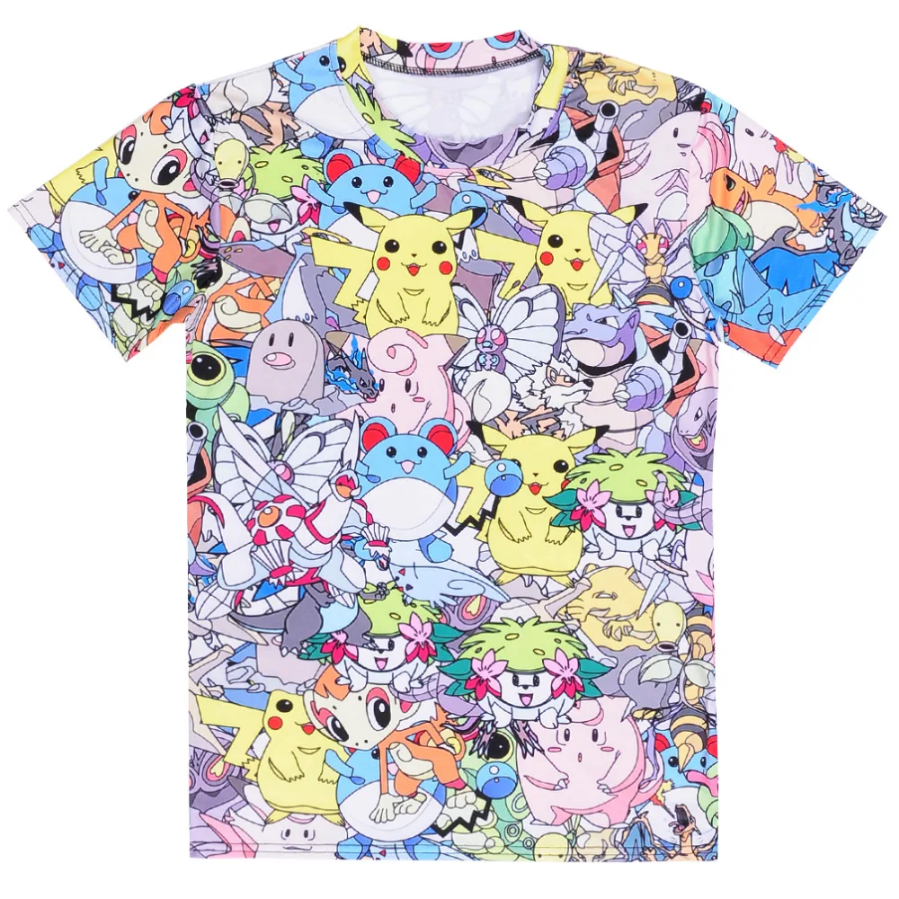 Высококачественная женская футболка с изображением дракона и покемона яркая