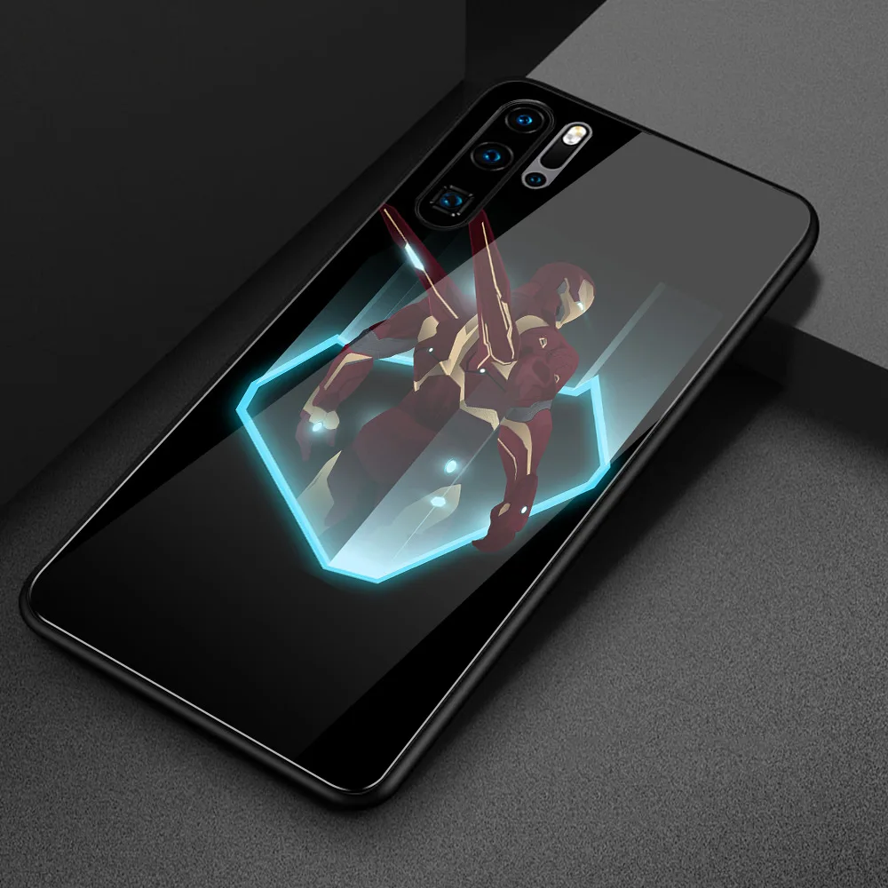 Чехол для huawei p20 стеклянная задняя крышка p30 Железный человек чехол Huawei P9 P10 Plus P20 P30