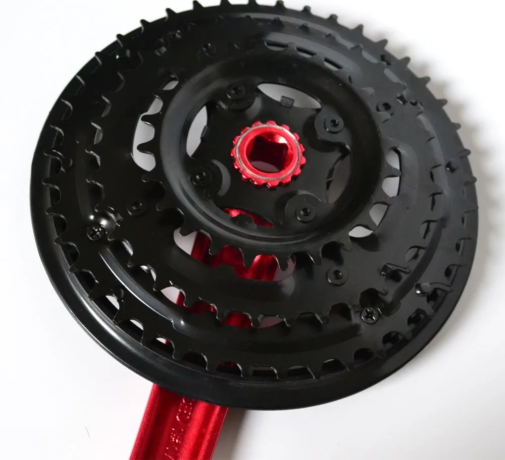 

Mountain bike crankset aluminum alloy bicycle crank sprocket 24T / 34T / 42T Square 7 / 8 speed crank fluted disc