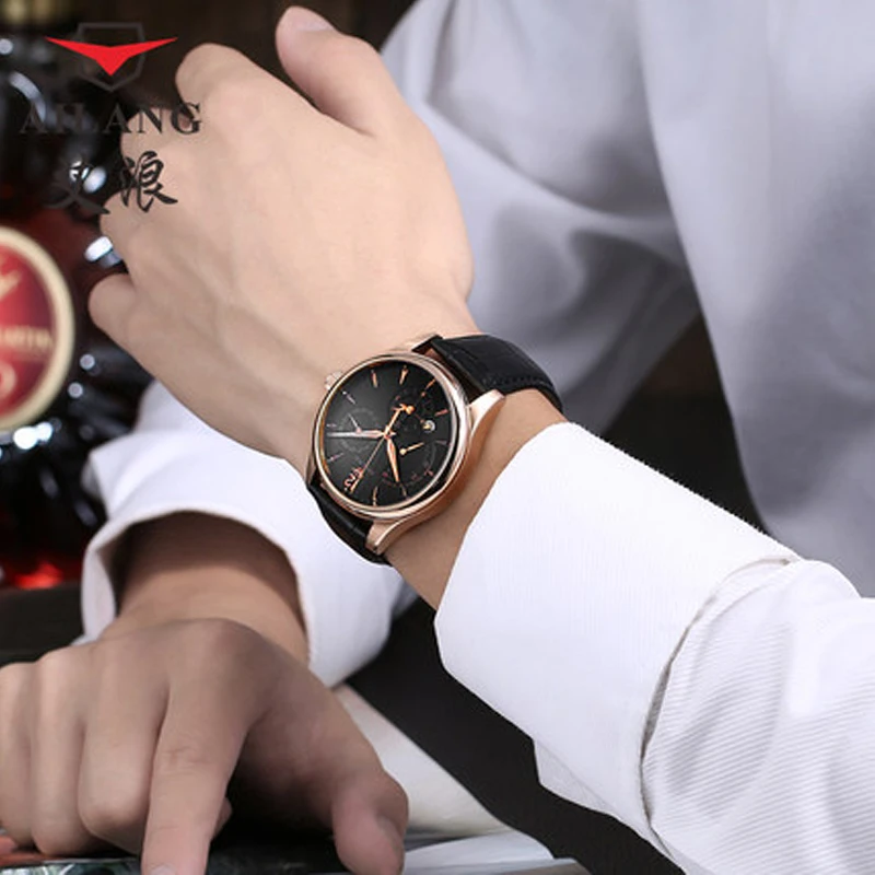 Heat! Часы AILANG мужские повседневные автоматические кожаные деловые с запасом