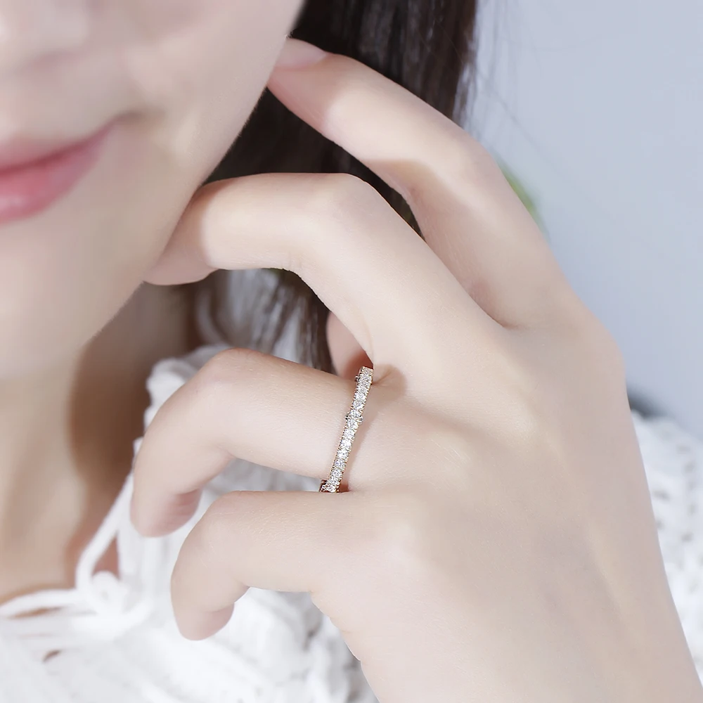 Трансвеститы 14 K белого и желтого золота Moissanite вечность Engagegement обручальное кольцо для женщин Stackale Тип
