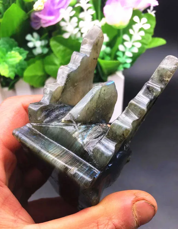 Natural labradorite Dragon Skull/Head crystal healing carving |