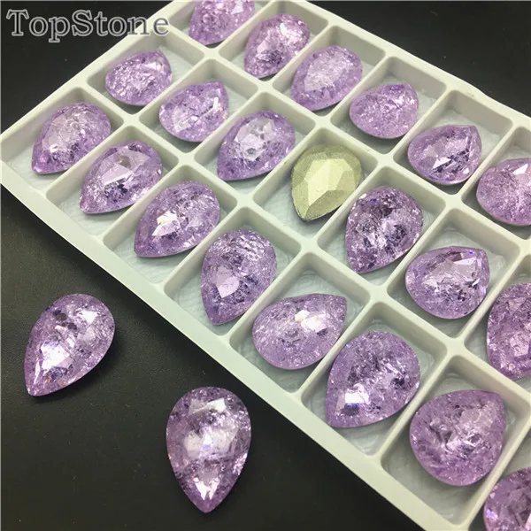 371IC Violet TopStone 13X18 мм 10x14 мм K9 стекло хрустальный Ледяной цветок КАПЛЕВИДНАЯ заостренная задняя часть Необычные каменные капли хрустальные стразы - Цвет: 371IC Violet