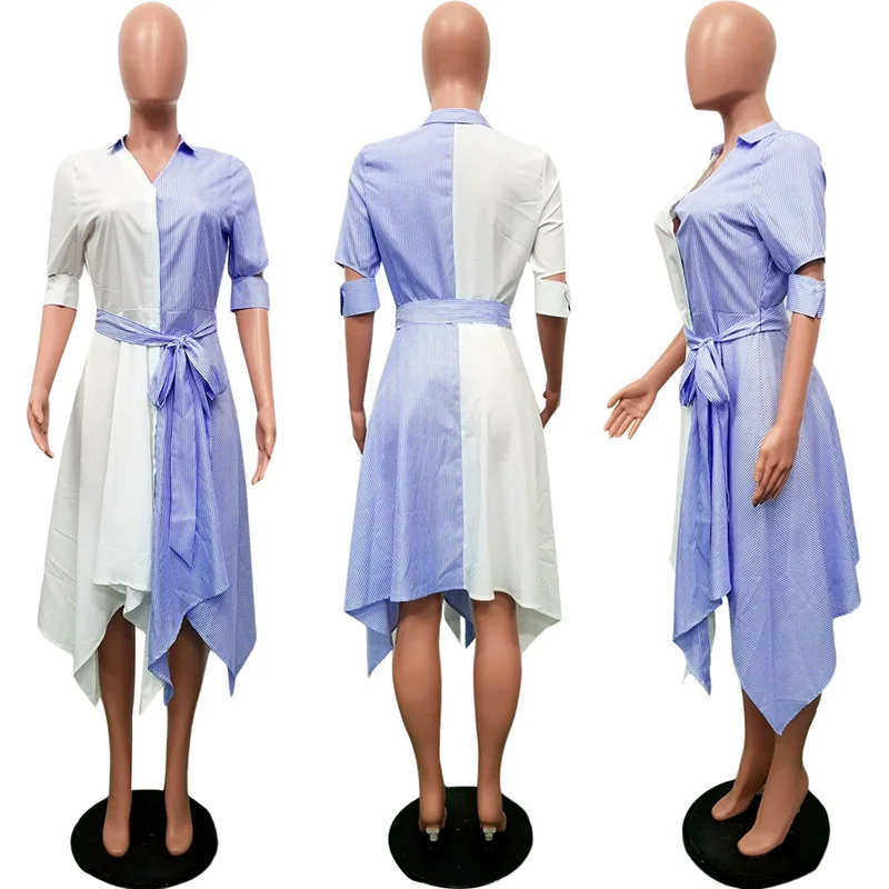 Женское платье-миди в полоску с глубоким V-образным вырезом | Женская одежда