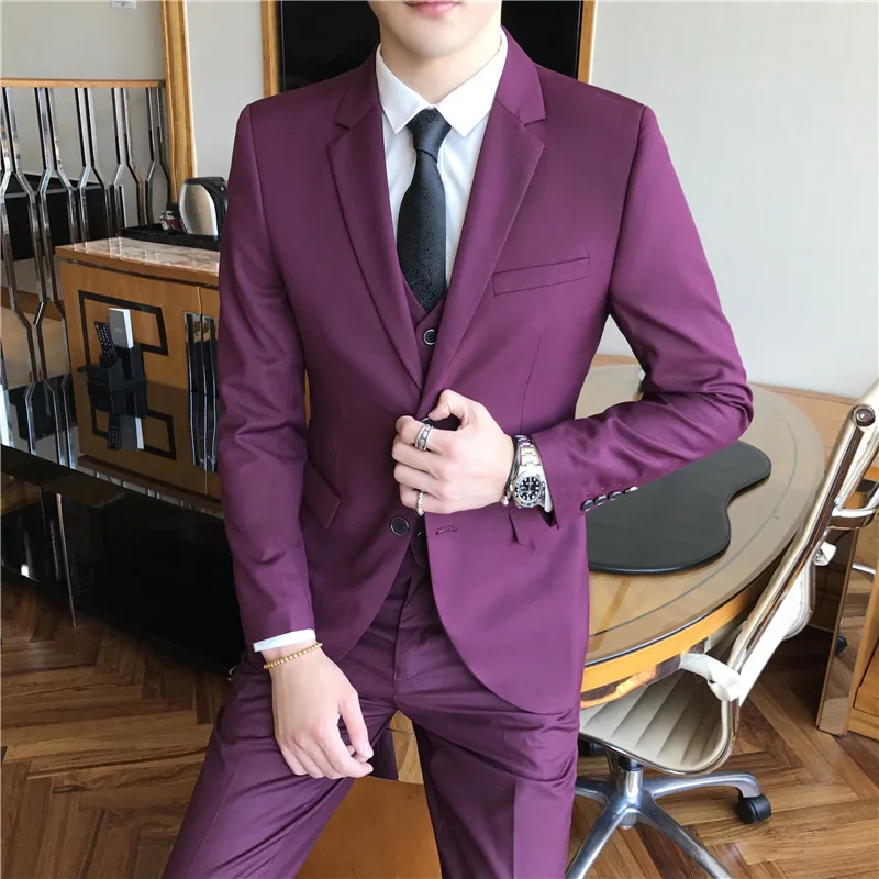 

Youth Slim Korean Version Solid Color Small Trajes De Hombre 2019 Costume Homme 3 Pieces Trajes De Hombre De Vestir Elegantes