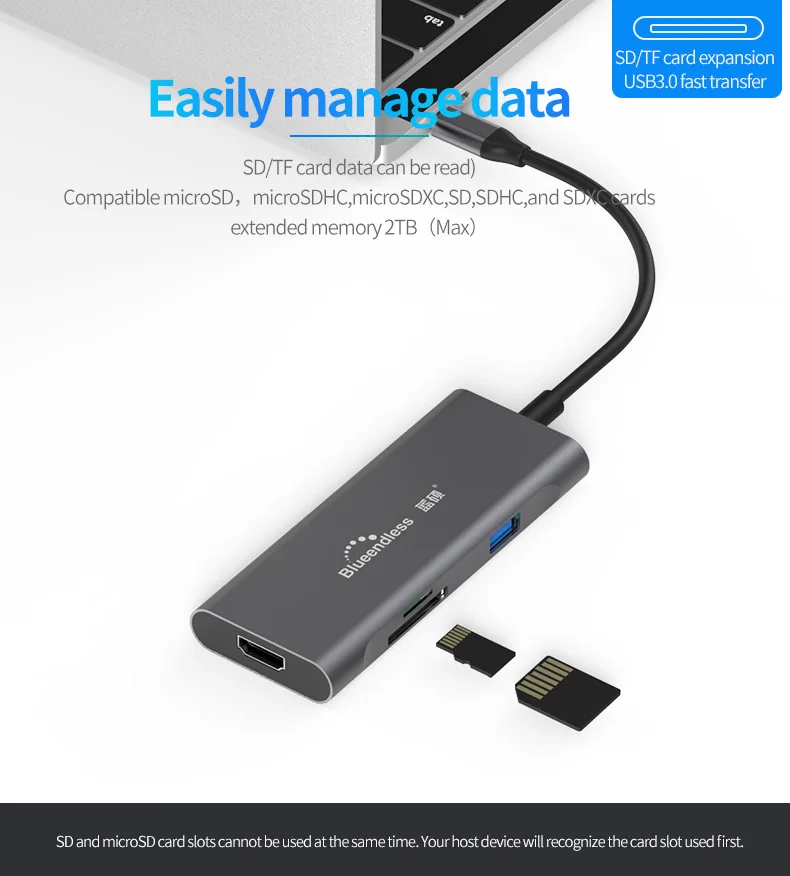 Blueendless USB-C сплиттер type C 3,1 3 порта USB C концентратор для нескольких USB 3,0 HDMI адаптер для MacBook Pro Аксессуары USB C концентратор