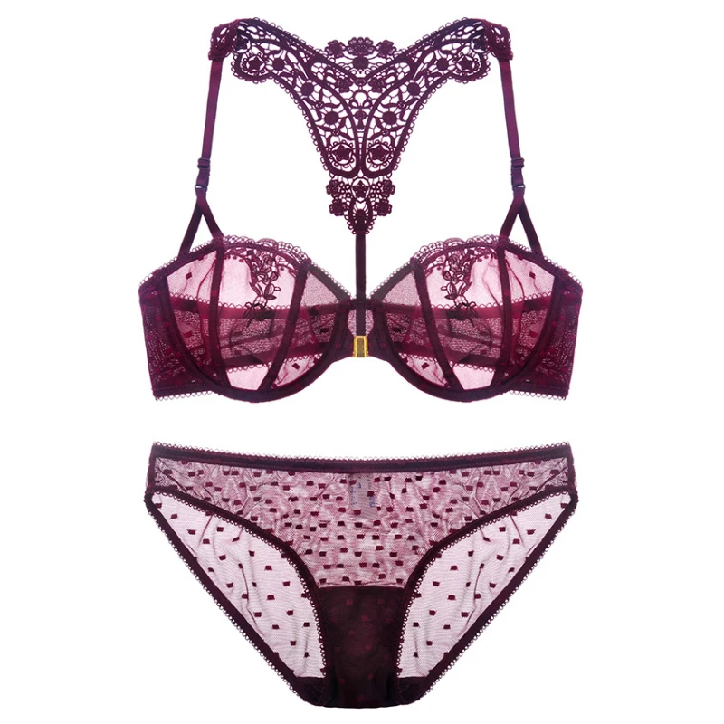 Ультратонкий сексуальный женский комплект с бюстгальтером размера плюс 70 85