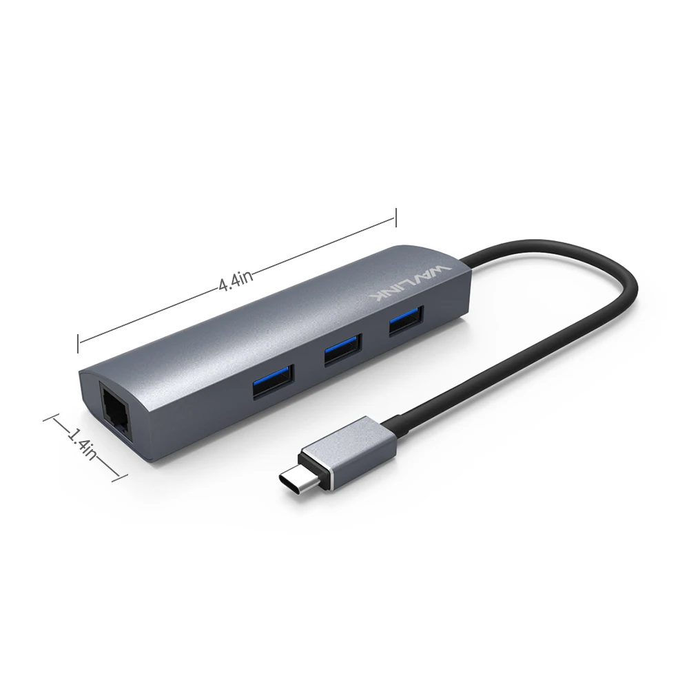 Wavlink USB 3,0 концентратор Ethernet адаптер высокоскоростной 3 порта алюминиевый тип C usb-хаб RJ45 сетевая карта Lan адаптер type C для Macbook