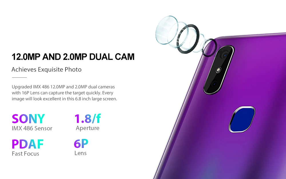Смартфон CUBOT MAX 2 4G 6,8 ''Android 9 Pie MT6762 Octa Core 2,0 GHz 4GB+ 64GB 8.0MP фронтальная камера мобильного телефона