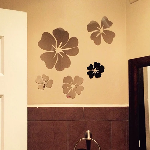 Fashion 5Pcs Flower 3D Art Mirror Wall Sticker Decal Home Office DIY Decor | Дом и сад