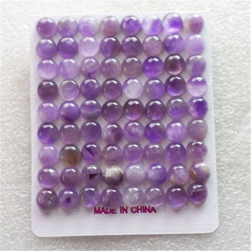 (12 шт./лот) Оптовая Продажа Натуральные пурпурные аметисты круглые кабошоны 8x5 мм