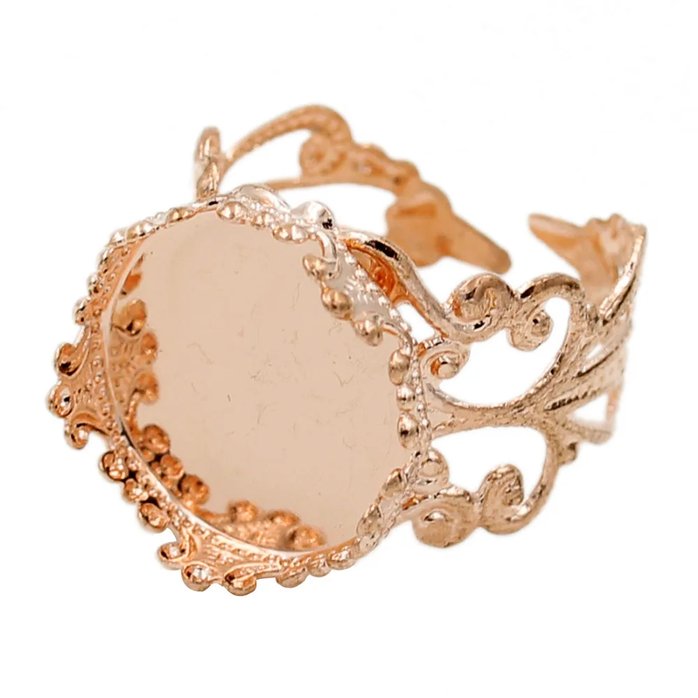 

5pcs/lot 5 Colors 2016 New Adjustable Hollow Flower Open Rings Base Blank Settings Tray 15/20 mm for Jewelry Findings Making