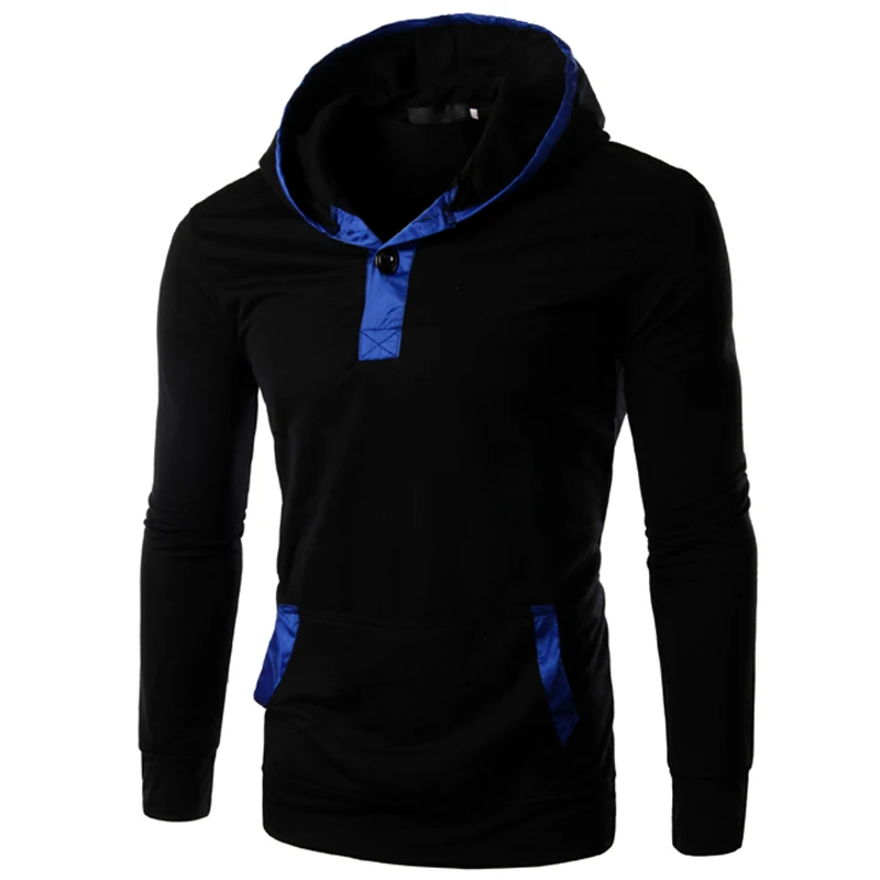 Весна 2018 Модные мужские толстовки с капюшоном Новый дизайн двойной вставки