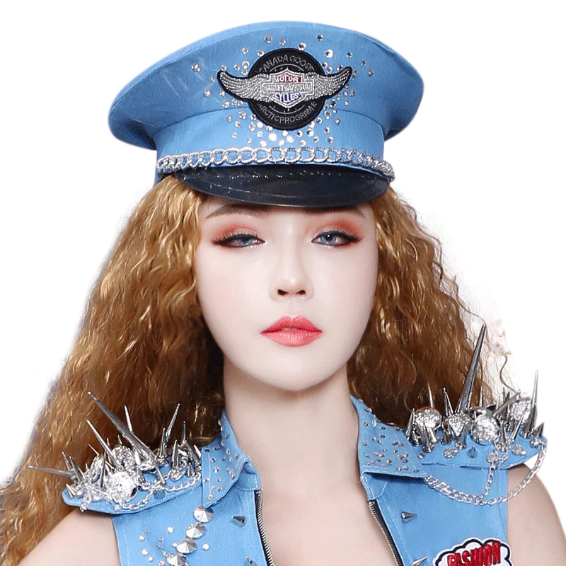 

Men's and women's jazz hats cowboy nightclub cap blue hat woman