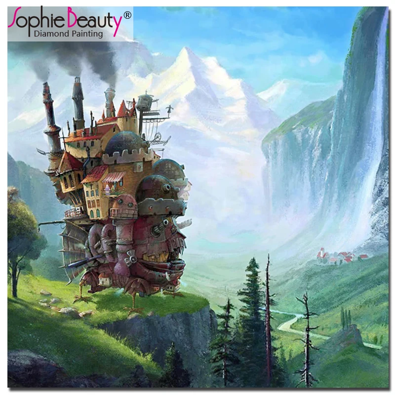 Sophie Beauty полностью ручная работа вышивка стразы крестиком мультяшный дом в небе