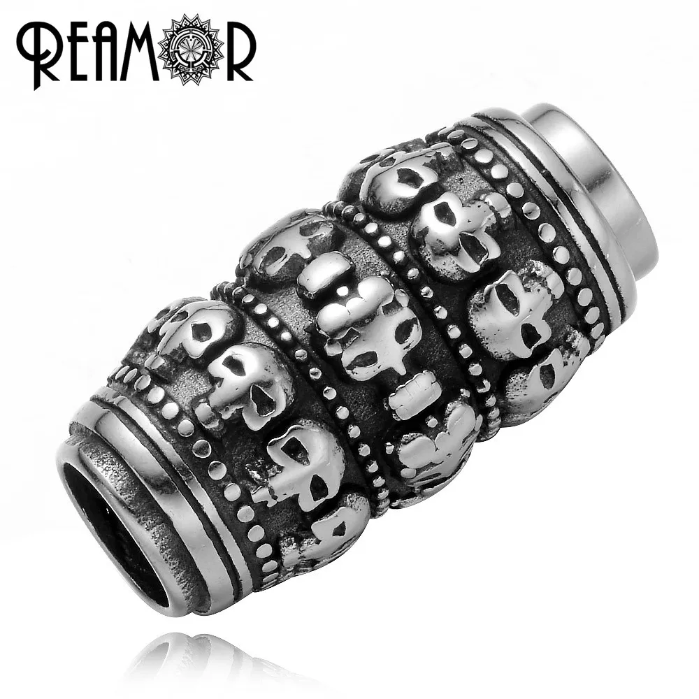 Магнитная пряжка REAMOR 8 мм 316l из нержавеющей стали с человеческим черепом детская